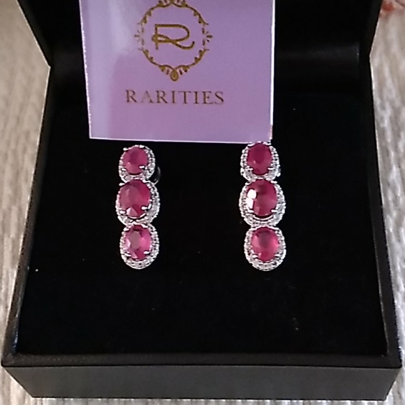 Never worn Rarities Legacy Ruby and White Zircon Earrings